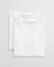 Image of Gant 2 Pack Stretch Cotton Crew Neck T-Shirt - White