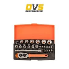 Image of Bahco SL25 1/4″ Square Drive Socket Set with Metric Hex Profile and Screwdriver