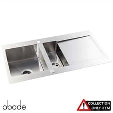 Image of Abode Verve 1.5 Bowl Brushed Stainless Steel Reversible Kitchen Sink & Waste