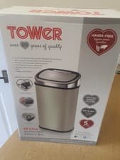 Image of Tower 58 Litre Automatic Sensor Bin with a non-corrosive almond finish