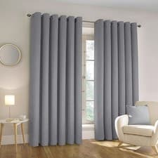 Image of Thermal Linen 100% Blackout Curtains Ready Made Eyelet Ring Top Curtain Pair