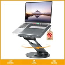 Image of Rotating Telescopic Laptop Stand Adjustable Riser Holder 17" Grey