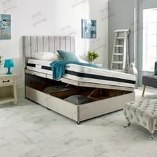Image of Ottoman Storage Plush Velvet Upholstered Bed Frame and 51" Panelled Headboard