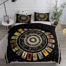Image of Tarot Card Astrology Destiny Duvet Quilt Cover Double Bedding Set Pillowcase