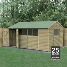 Image of Forest 4LIFE 15x10 Shed Reverse Apex Double Door 6 Windows Wooden Garden Shed