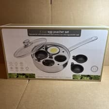 Image of KitchenCraft Clearview Stainless Steel Four Hole Egg Poacher 22cm brand new