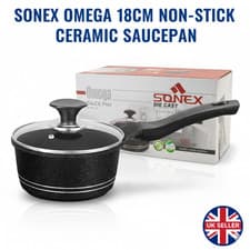 Image of 18cm MasterChef Non Stick Saucepan With Induction Die Cast - Black