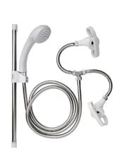 Image of Croydex Secura Bath Shower Mixer Set White Push On Tap Spray Hose & Riser Rail