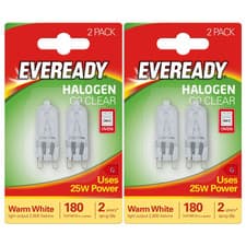 Image of 4 x Eveready G9 25W Halogen Capsule Bulb 180 Lumens 220V Clear Lamp Dimmable