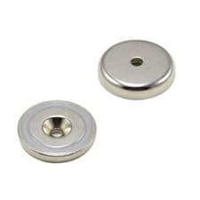 Image of N42 Neodymium Pot Magnet - 40mm dia x 8mm thick x 6mm countersunk - 64kg Pull