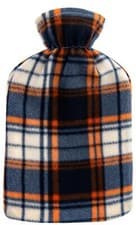 Image of Hot Water Bottle With Cover Check Fleece 2L Tartan Designs Warm Natural Rubber