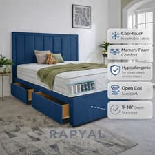 Image of LUXURY DIVAN BED SET WITH MATTRESS & HEADBOARD 4FT6 DOUBLE & 5FT KING SIZE