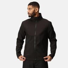 Image of Regatta Ablaze black men's waterproof breathable warm stretch softshell jacket