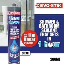 Image of EVO-STIK 1 Hour Shower Bathroom Sealant Clear - 290ml - Ready to Use in 1 Hour
