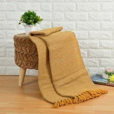Image of Large Throw Geometric Yellow Diamond 100% Cotton Sofa Woven 220x250cm