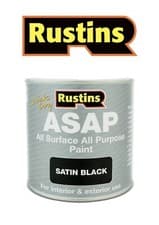 Image of Rustins ASAP All Surface All Purpose SATIN Quick Dry Paint - BLACK - 250ml