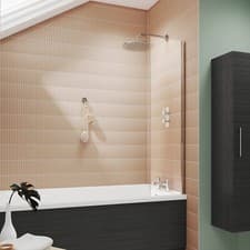 Image of Nuie Pacific Square Fixed Bath Screen 1400mm H x 350mm W - 6mm Glass