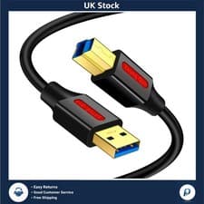 Image of High-Speed USB 3.0 Type-A to B Printer Scanner Cable 5Gbps 8M 25ft