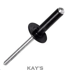 Image of 3.2mm 4.0mm 4.8mm BLACK POP RIVETS LARGE FLANGE DOME HEAD ALUMINIUM AND STEEL