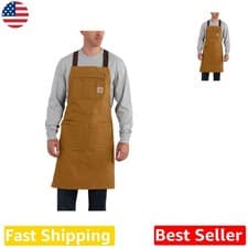 Image of Carhartt Brown Men's Cotton Work Apron | Bib Zip Pocket | 33" L