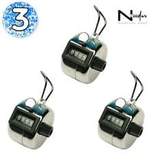 Image of 3 pcs Q-Connect Tally Counter Chrome Four-digit counter 0 to 9999, Hand Held New