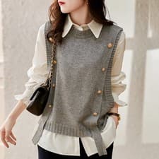 Image of Women Knitted Vest Tank Tops Gilet Retro Jumper Sweater Sleeveless