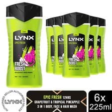 Image of Lynx Epic Fresh Shower Gel Grapefruit & Tropical Pineapple Scent 225ml, 6 Pack