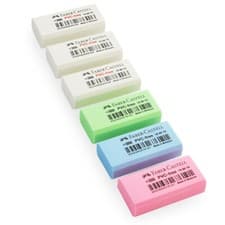 Image of Faber-Castell PVC-Free Eraser Assorted Colours Pack of 6 188675