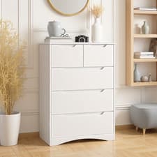 Image of Modern 5 Drawer Chest of Drawers Bedroom Furniture Storage Cabinet Wood