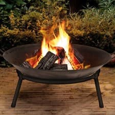 Image of Cast Iron Fire Pit Bowl Outdoor Log Burner Garden Heater with Rustic Design