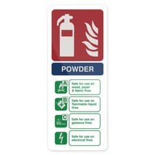 Image of Dry Powder Fire Extinguisher Sign 202 x 82mm Self-Adhesive  Signage Safety Signs