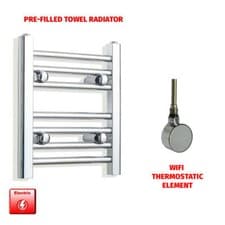 Image of Chrome 400 x 300 mm Electric Heated Towel Rail Radiator Bathroom Pre-Filled HTR