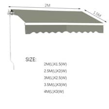 Image of UV-Resistant Patio Awning House Awning Manual Outdoor Garden Outdoor Retractable
