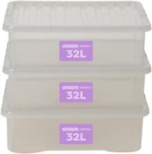 Image of Storage Box With Lid 32L Wham Plastic Storage Container Box,Tint Grey Set of 3