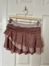 Image of pretty little thing pink textured knit ruched mini skirt size 8 new with tags
