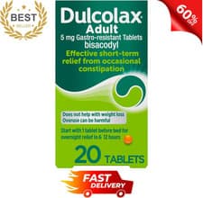 Image of Dulcolax Adult 5mg Gastro-Resistant Tablets Constipation Relief Laxative 20 Pack