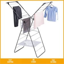 Image of Non Slip Multi Position Indoor Outdoor X Wing Clothes Drying Rack Grey 24m
