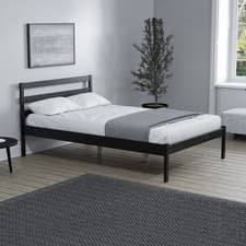 Image of Luka Black Pine Minimalist Bed Frame- 3ft Single, 4ft Small Double, 4ft6 Double