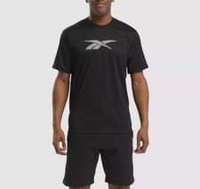 Image of NEW MENS Reebok Front Vector Performance Tee SHORT SLEEVE Black Size-Medium M