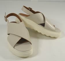 Image of GEOX Spherica Respira Ivory Platform Crossover Leather Sandals Women's  10.5 New