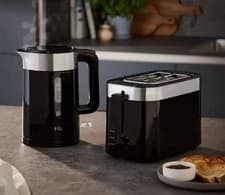 Image of Twin Pack - EGL Vogue 3000W Kettle and 2 Slice Toaster Set - Black/Silver