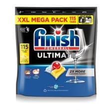 Image of 115 Finish Ultimate All In One Dishwasher Tablets Lemon Tabs Cleaning Pods
