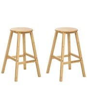 Image of Set of 2 Bar Stools ANCELLE Bamboo Wood Light Brown