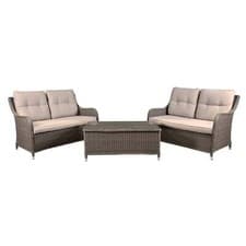 Image of Garden Lounge Set, 3-Piece, 2x Double Seater Sofas, Chester Rattan - Brown