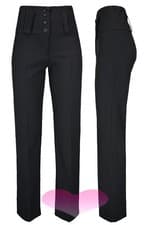 Image of LADIES LONG LEG TROUSERS 31" QUALITY BLACK HIGH WAIST STRAIGHT LEG WOMENS PANTS.