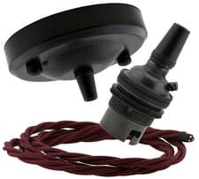 Image of Ceiling Pendant Kit in Matte Black with B22 Lampholder and Flex Colour Choice