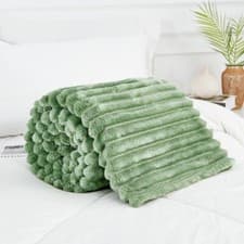 Image of Osum Chunky Cord Ribbed Blankets Warm Cozy Fleece Sofa Bed Travel Throw Overs