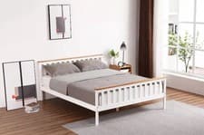 Image of White Modena Wooden Bed- Available in Single