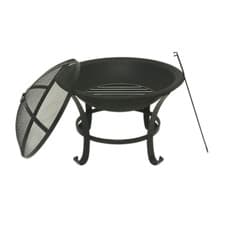Image of OUTDOOR ROUND LOG FIRE PIT WITH LID GARDEN BBQ GRILL 57CM X 57CM X 45CM