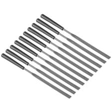 Image of 10X 3mm X 140mm Second Cut Steel Flat Needle File with Plastic Handle